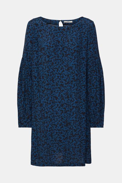 Mini-robe en viscose à motif, PETROL BLUE, overview