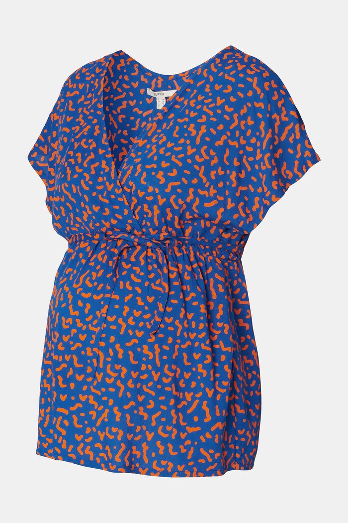 MATERNITY Bedruckte Bluse mit V-Ausschnitt, ELECTRIC BLUE, detail image number 2