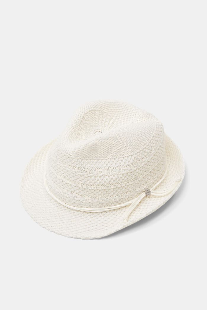 Chapeau fedora en maille, OFF WHITE, detail image number 0