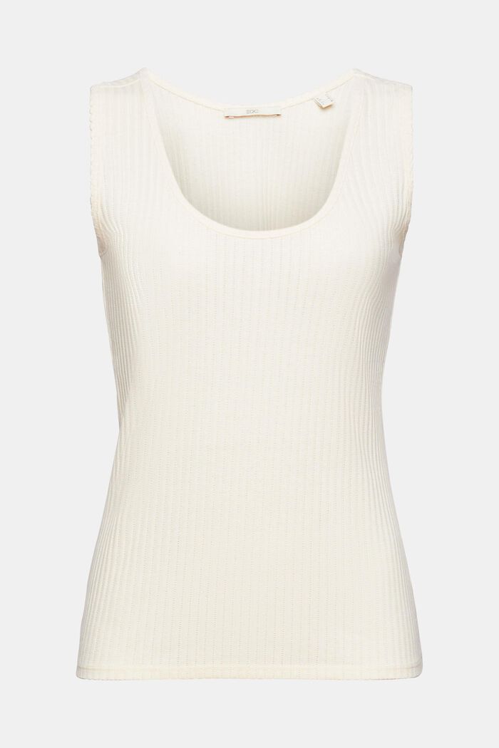 Top mit Pointelle-Muster, OFF WHITE, detail image number 6