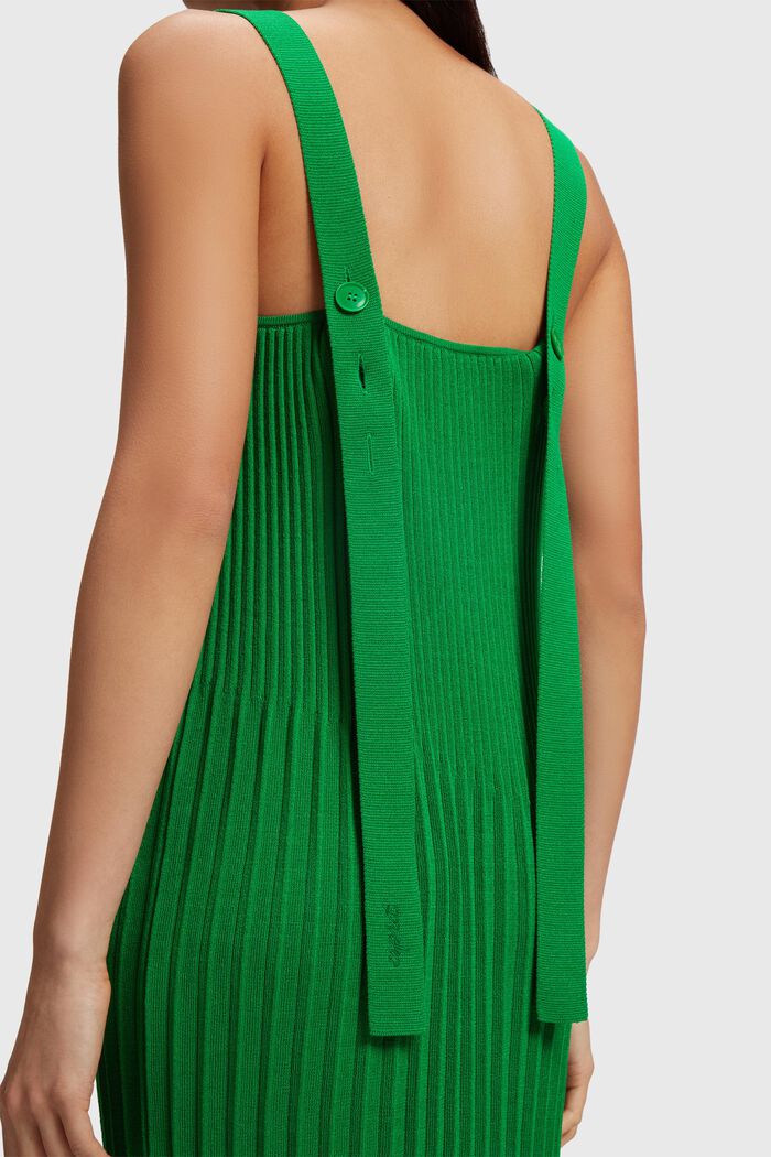 En matière recyclée : la robe longueur midi plissée, GREEN, detail image number 2