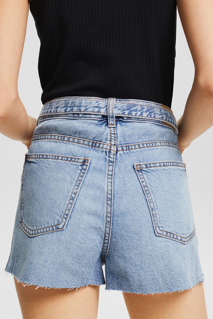 Kurze Jeans-Shorts mit Bindegürtel, BLUE LIGHT WASHED, detail image number 2