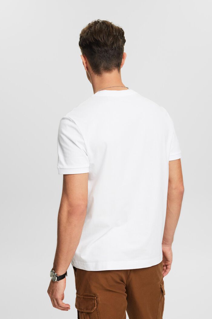 T-shirt col tunisien en jersey, WHITE, detail image number 2