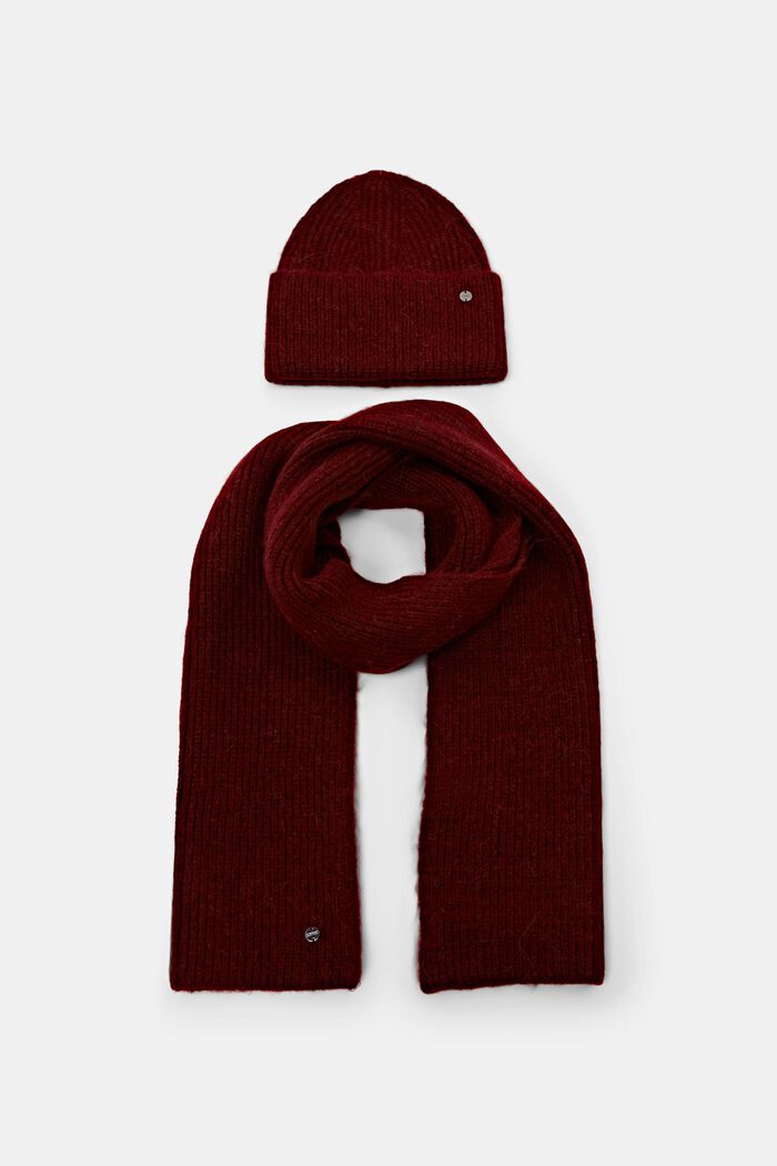 Coffret-cadeau de Noël avec bonnet et écharpe, BORDEAUX RED, detail image number 0