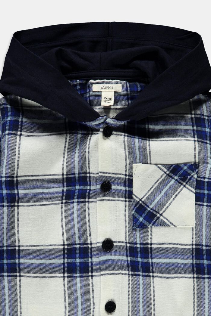 Chemise à carreaux en coton à capuche intégrée, ICE, detail image number 2