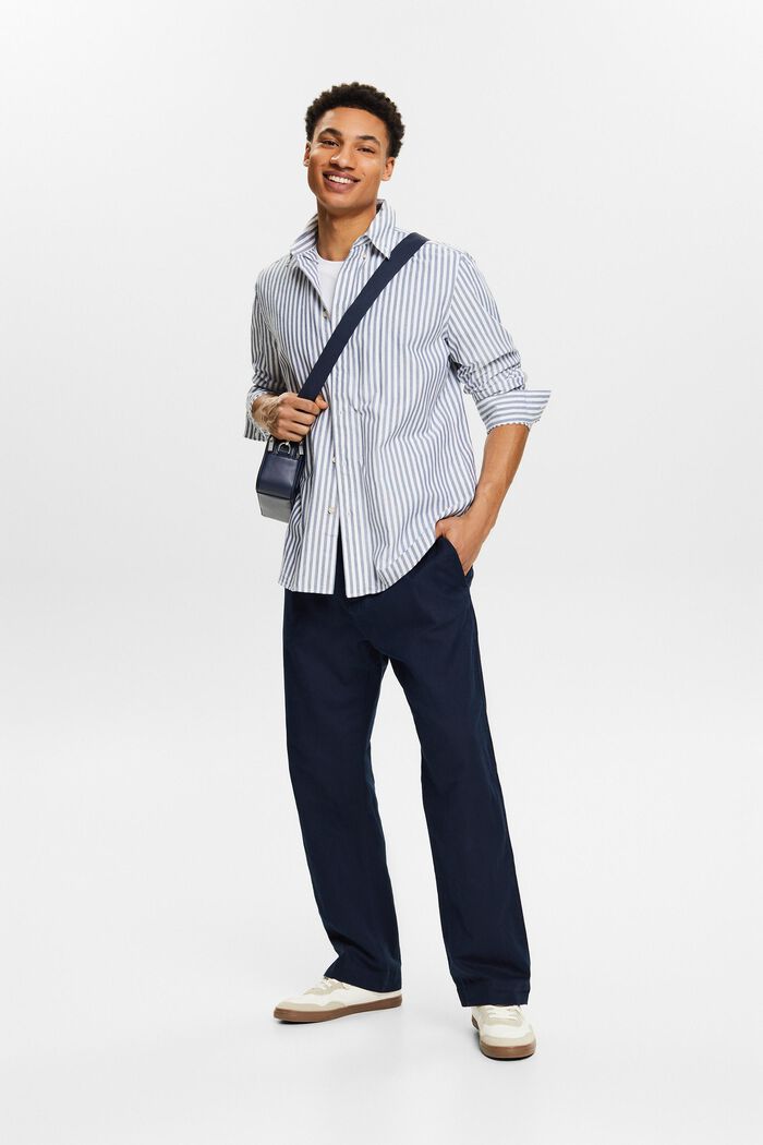 Pantalon de coupe droite en lin et coton, NAVY, detail image number 1