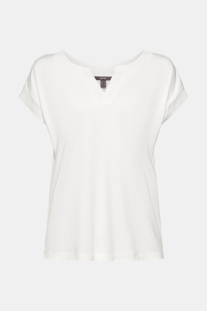 T-Shirt mit Lyocell und Chiffon-Details, OFF WHITE, detail image number 0