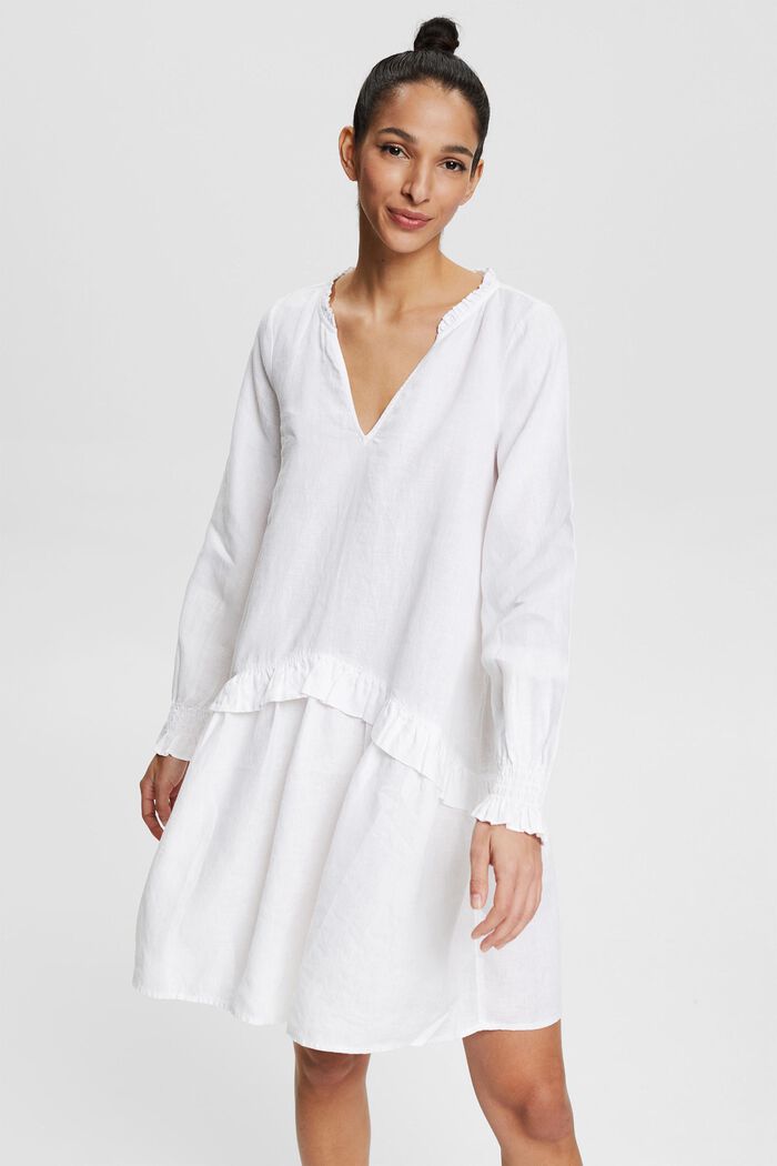 Kleid aus 100% Leinen, WHITE, detail image number 0