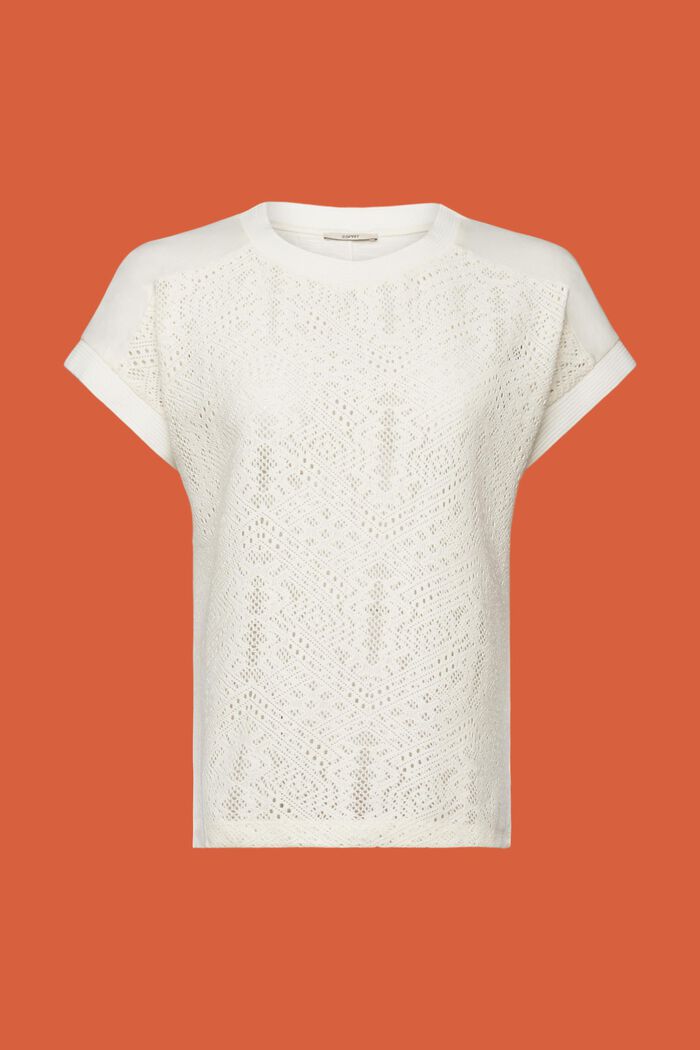T-shirt crocheté sur le devant, OFF WHITE, detail image number 6
