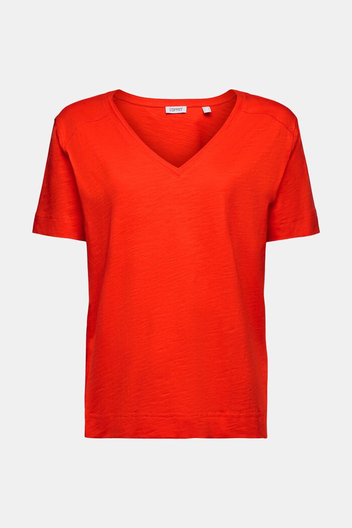 T-shirt en jersey à encolure en V, RED, detail image number 5