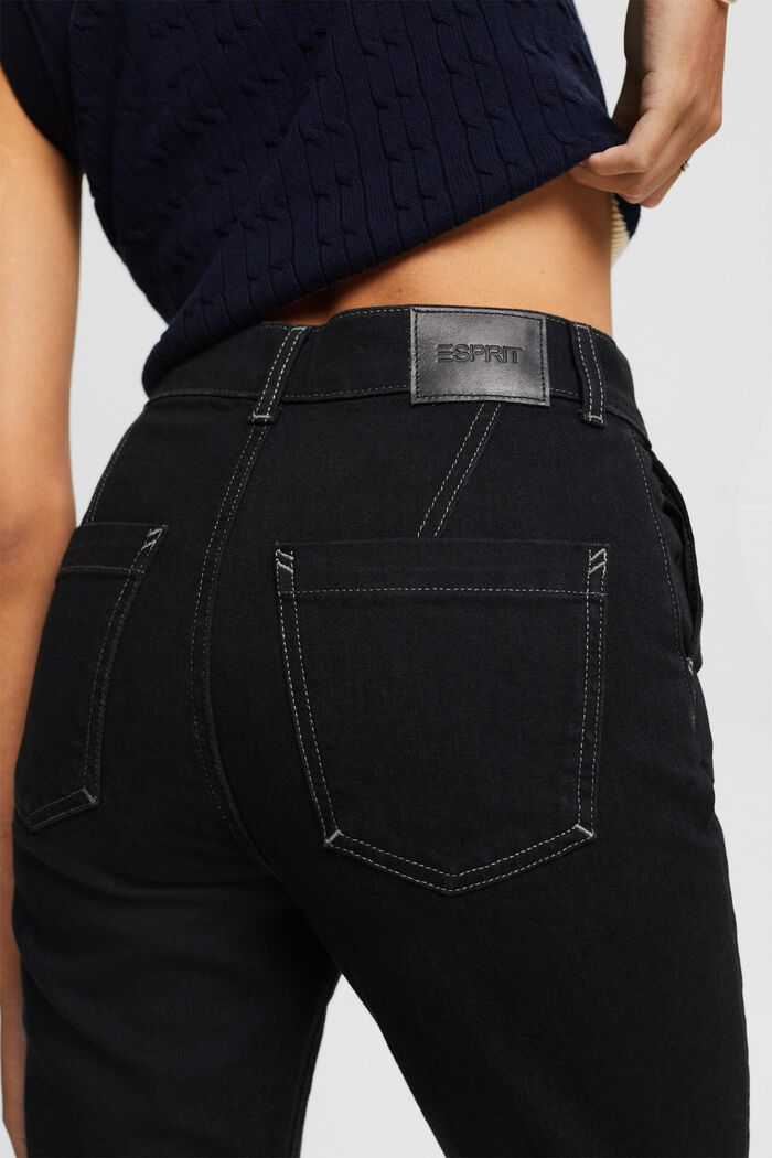 Schmal geschnittene Jeans mit hohem Bund, BLACK RINSE, detail image number 4