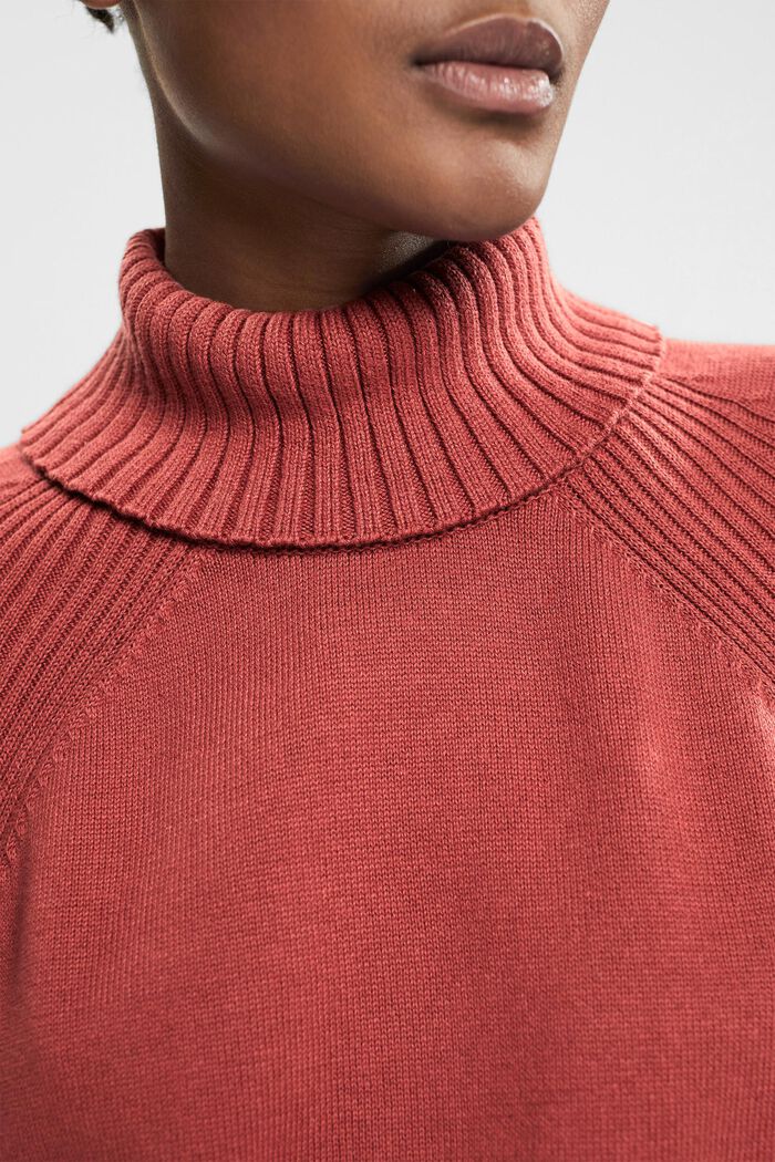 Pull-over à col roulé, 100 % coton, NEW TERRACOTTA, detail image number 2
