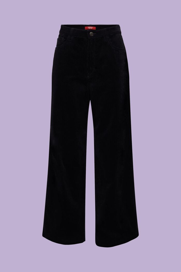 Pantalon en velours côtelé à jambes larges et taille haute, BLACK, detail image number 5
