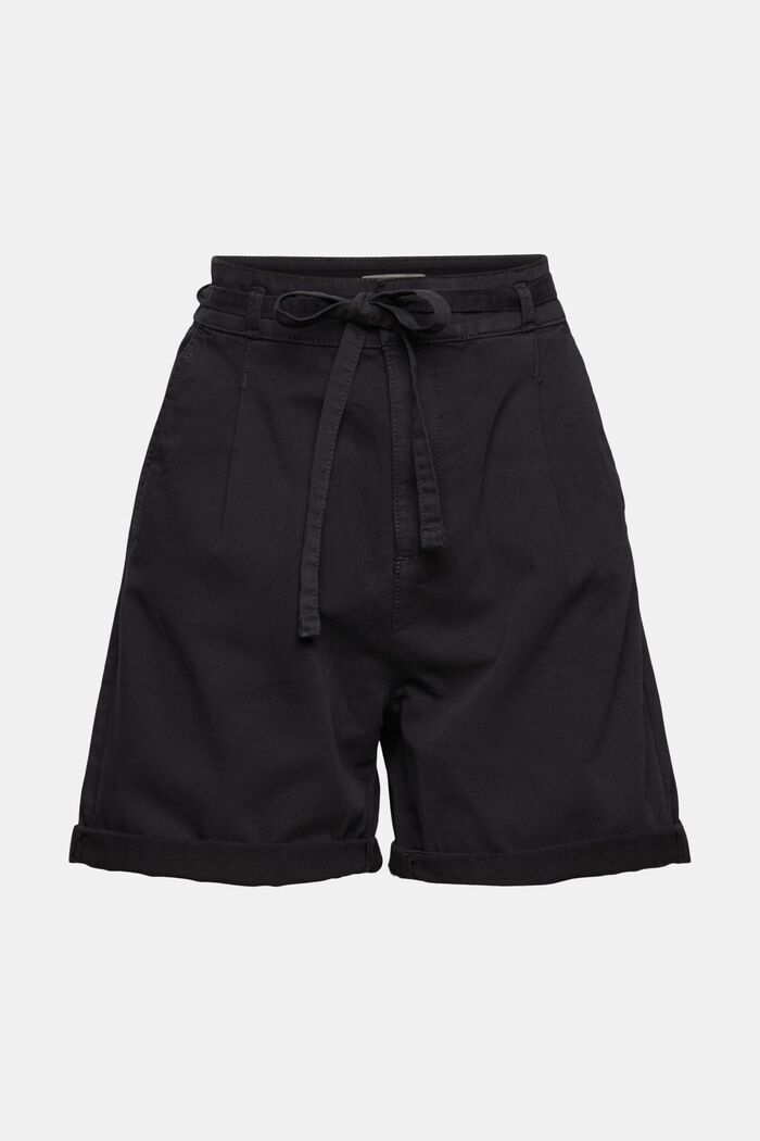 Highwaist-Shorts aus 100% Pima-Baumwolle, BLACK, detail image number 2