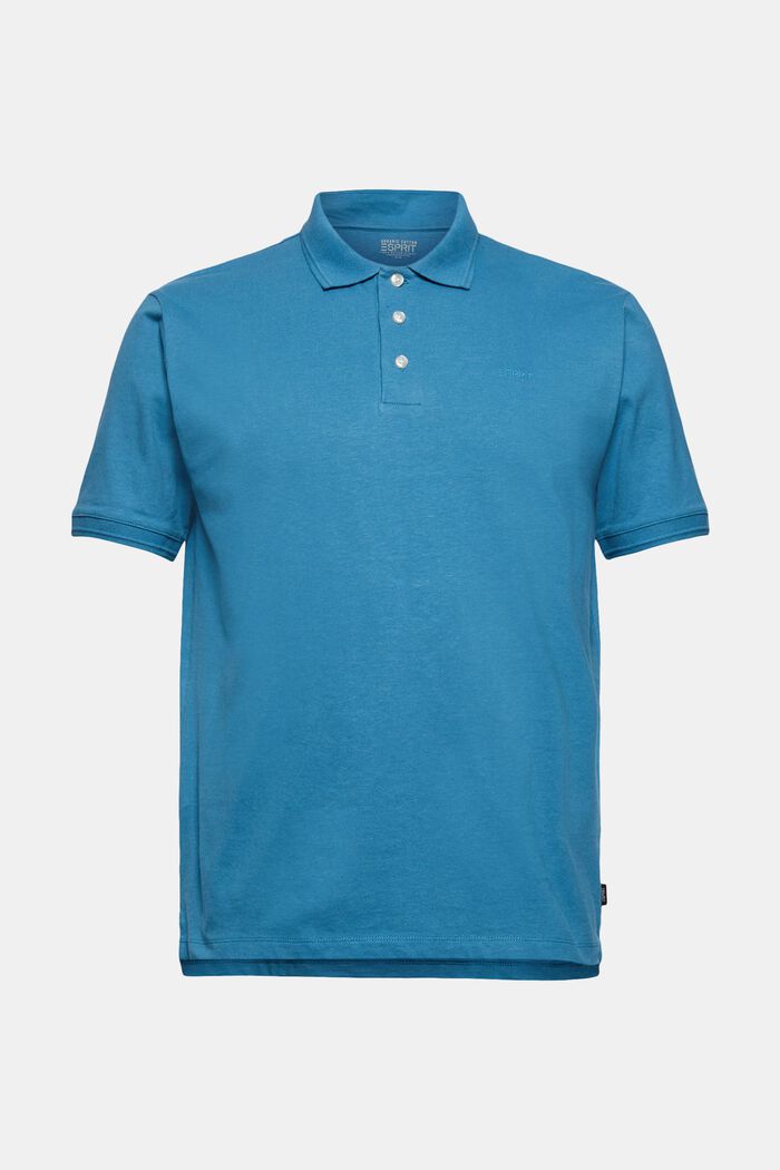 À teneur en lin et coton biologique : Polo en jersey, PETROL BLUE, detail image number 0