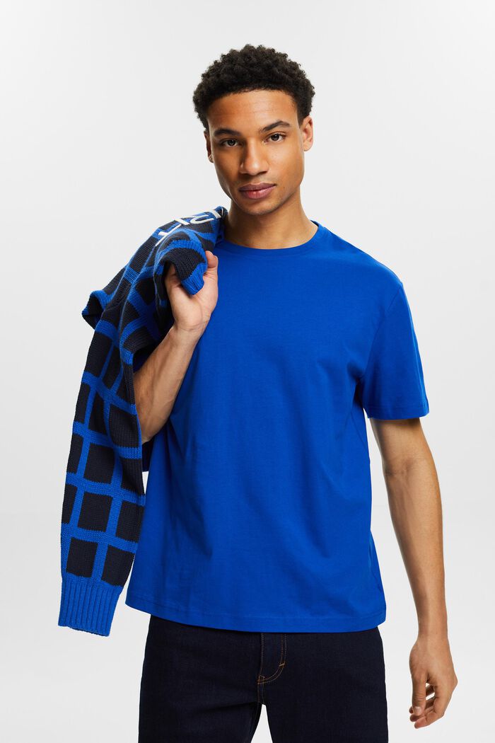 Kurzärmliges T-Shirt mit Rundhalsausschnitt, BRIGHT BLUE, detail image number 0