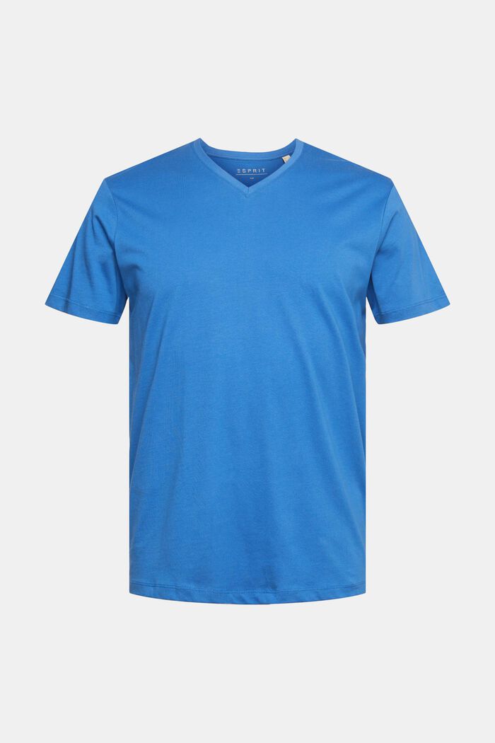 T-shirt à encolure en V en coton durable, BLUE, detail image number 6