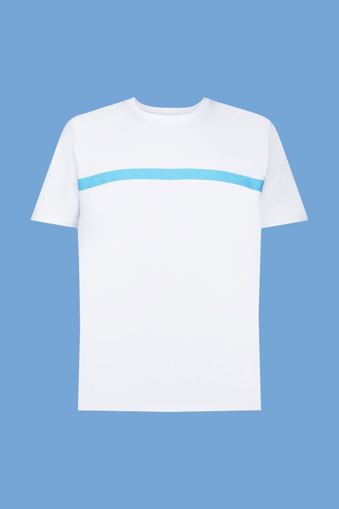 Baumwoll-T-Shirt mit Kontraststreifen, WHITE, detail image number 5
