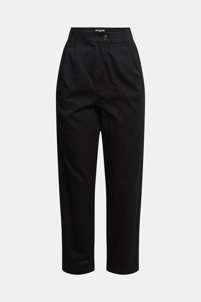 Pantalon chino droit taille haute en coton Pima, BLACK, detail image number 0