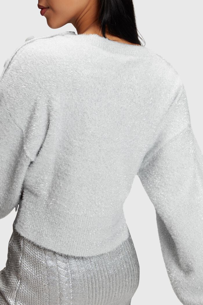 Flauschiger Metallic-Pullover, SILVER, detail image number 3