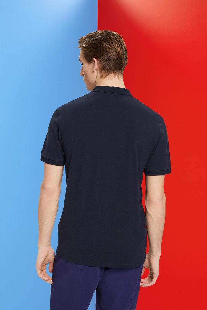 Slim-Fit-Poloshirt aus Baumwoll-Piqué, NAVY, detail image number 3