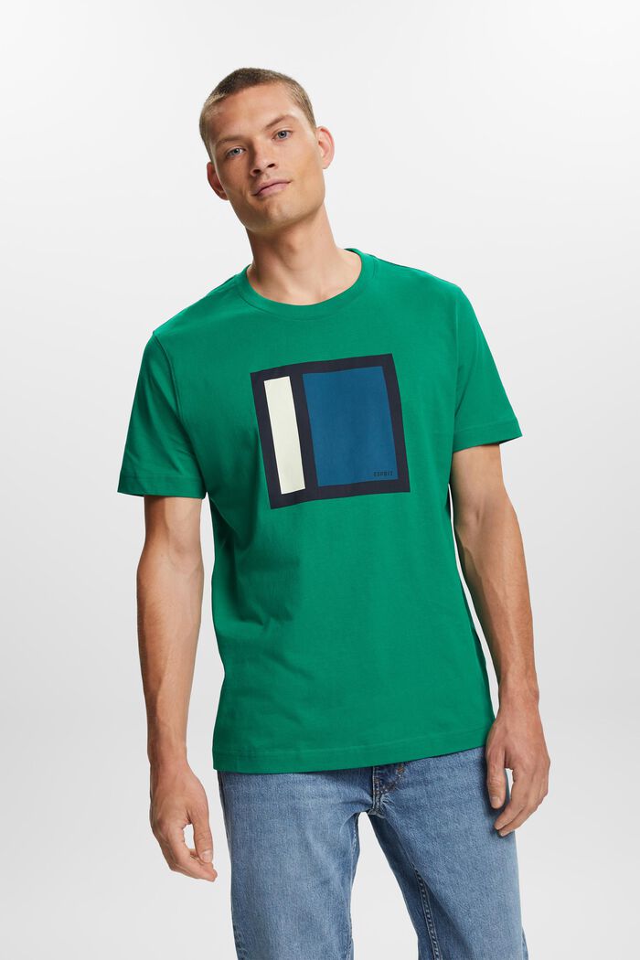 T-Shirt aus Baumwolljersey mit Grafikprint, DARK GREEN, detail image number 0