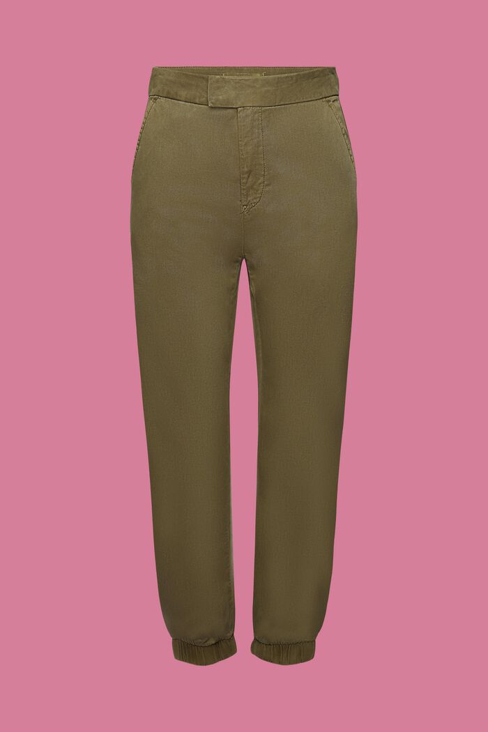 Pantalon taille haute en twill à l’allure sportive, KHAKI GREEN, detail image number 7