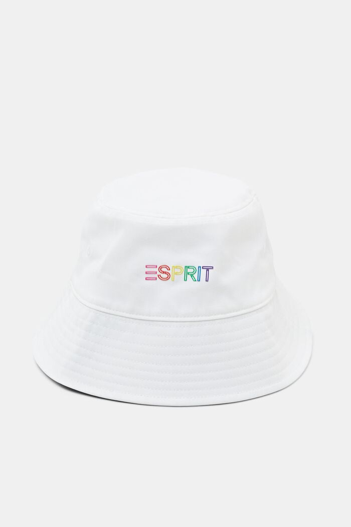 Bucket Hat aus Twill mit Applikation, WHITE, detail image number 0