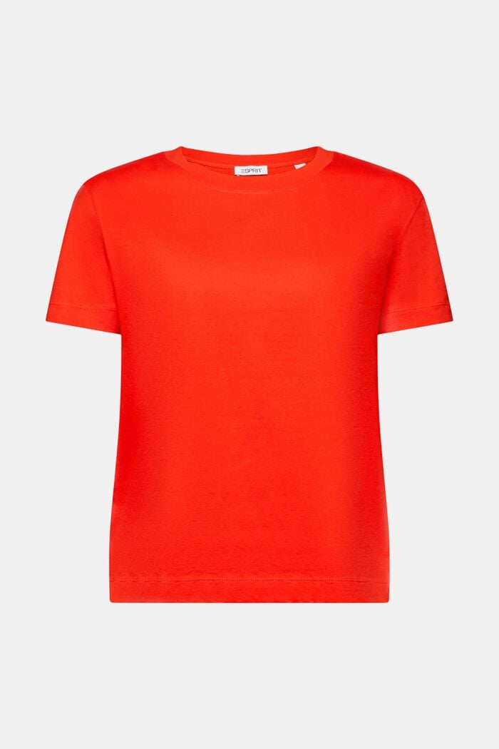 T-shirt à encolure ronde en coton, RED, detail image number 6