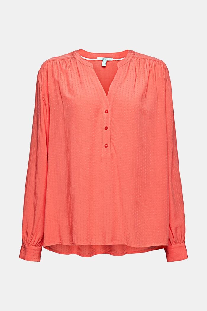 Bluse mit Webmuster, LENZING™ ECOVERO™, CORAL, detail image number 6