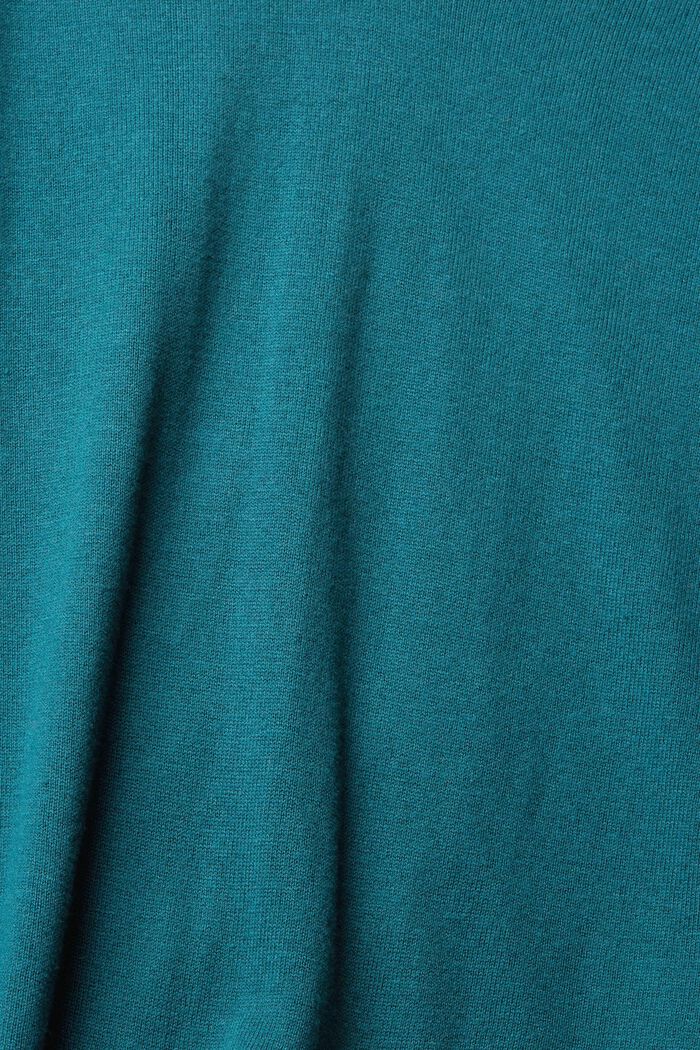 Basic V-Neck-Pullover,-Baumwoll-Mix, TEAL GREEN, detail image number 1