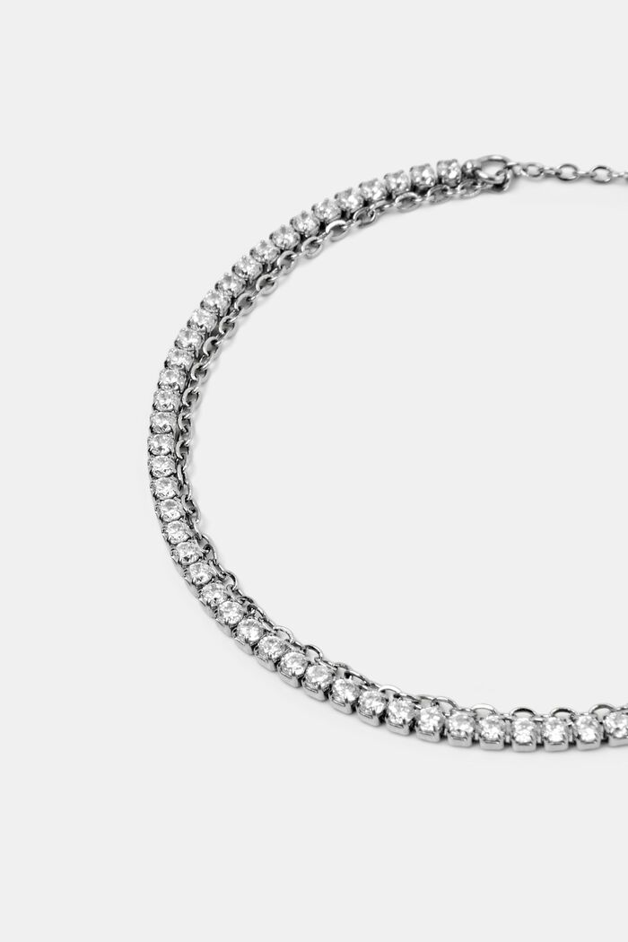 Bracelet orné d’une pierre de zircon, en acier inoxydable, SILVER, detail image number 0