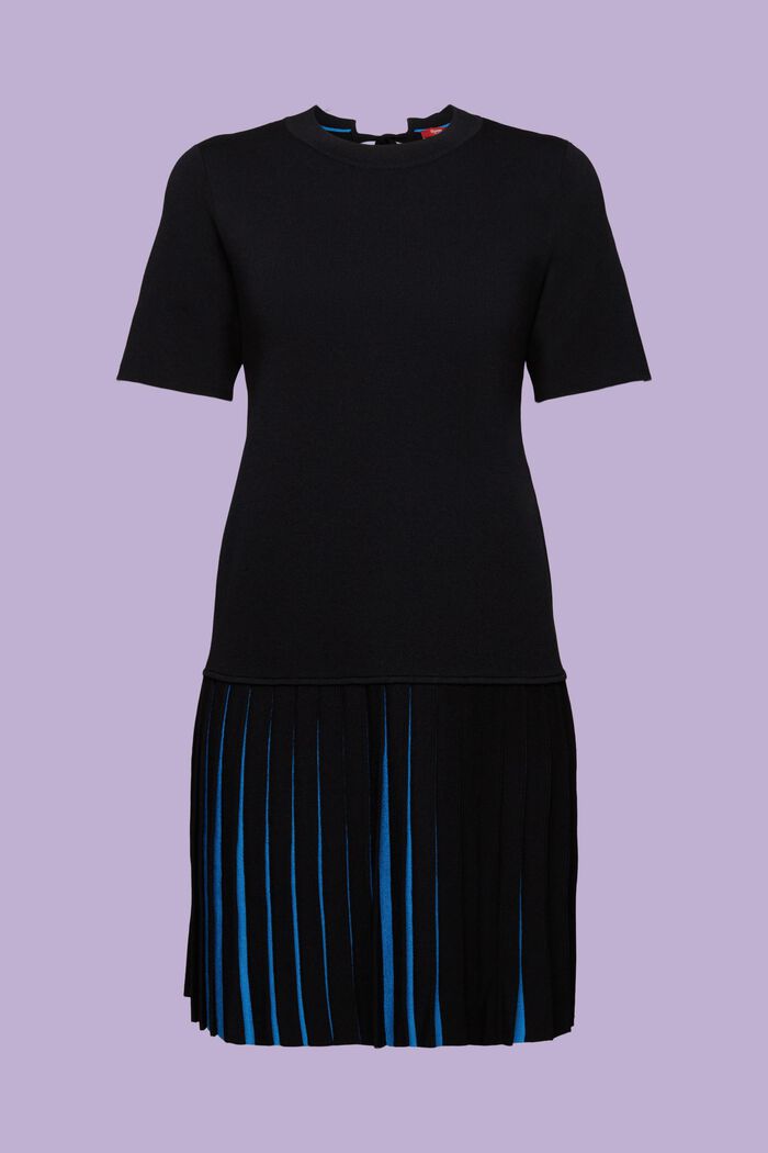 Mini robe t-shirt plissée, BLACK, detail image number 6