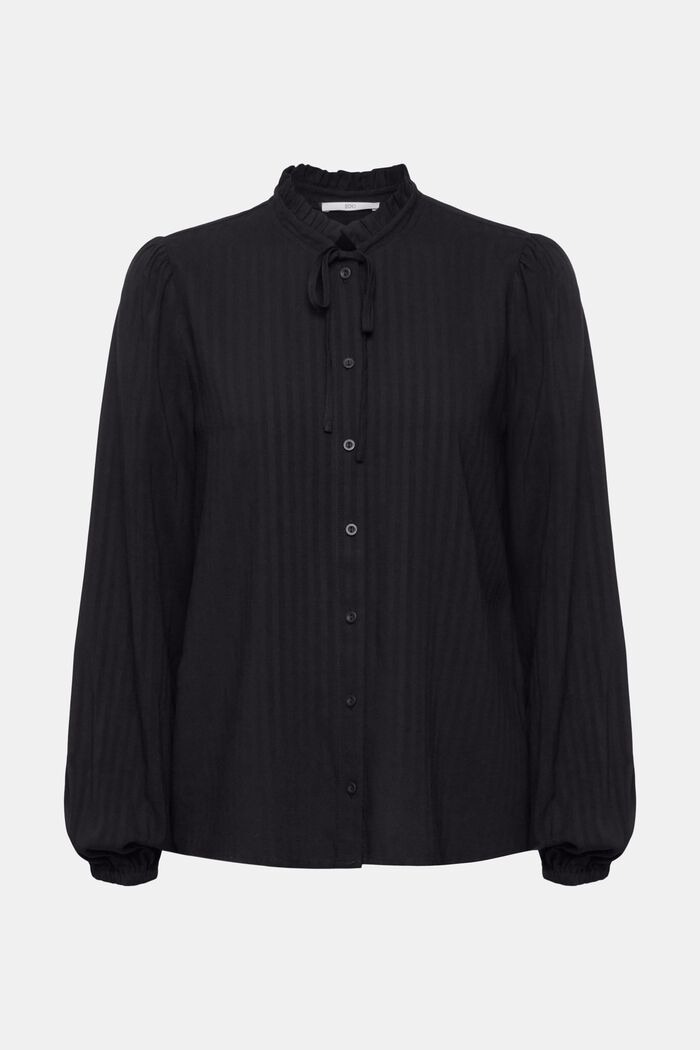 Bluse mit gekräuseltem Kragen, LENZING™ ECOVERO™, BLACK, detail image number 2