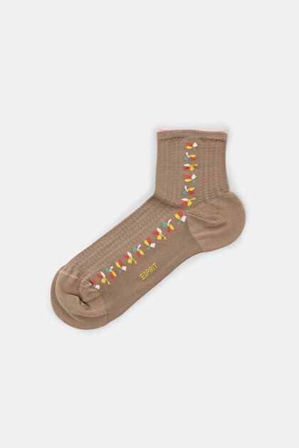 Knöchelhohe Socken mit strukturiertem Blatt-Muster
