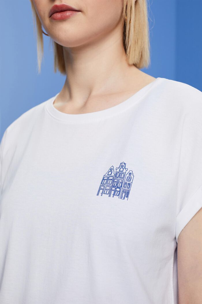 T-shirt orné d’un minuscule imprimé, 100 % coton, WHITE, detail image number 2