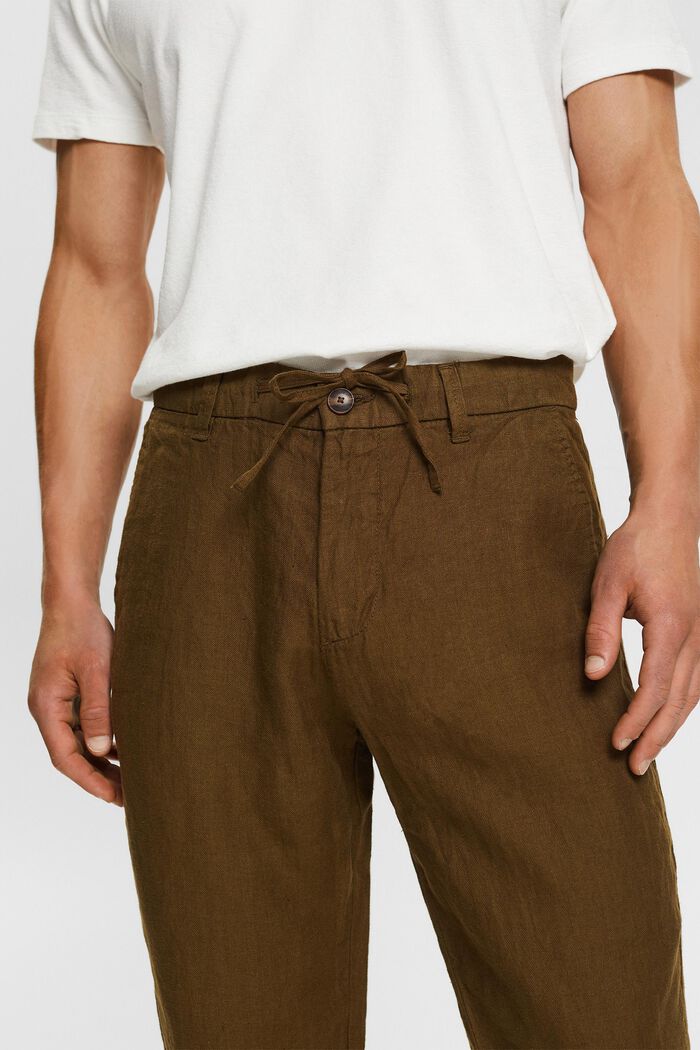 Pantalon 100 % lin, DARK KHAKI, detail image number 2