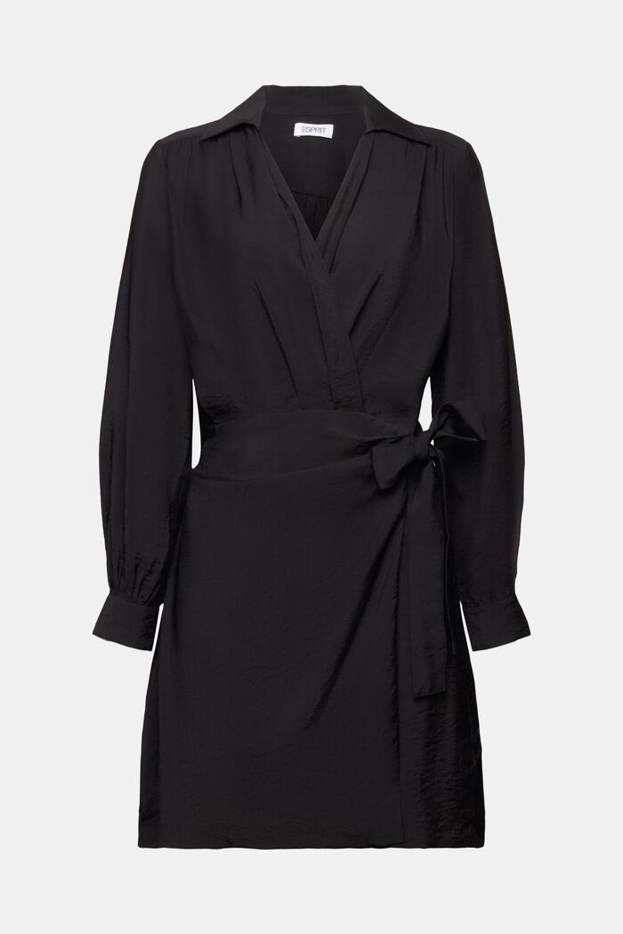Mini-robe portefeuille froissée, BLACK, detail image number 5