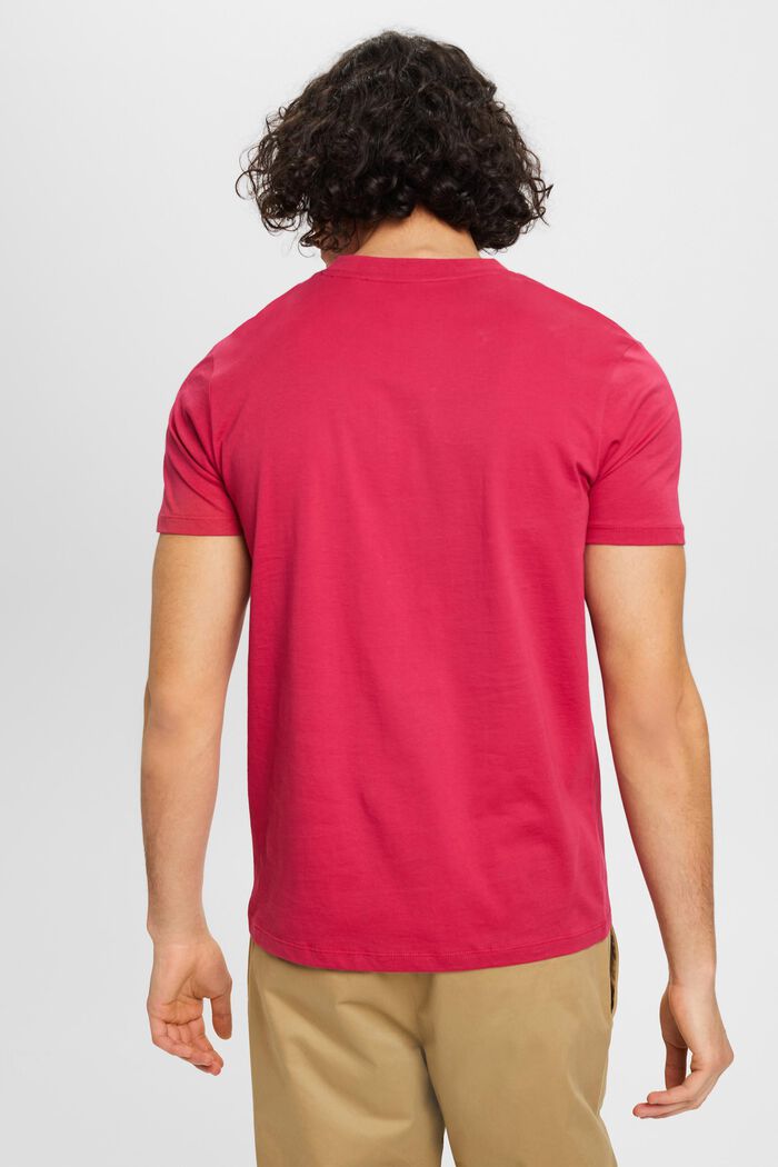 T-shirt en coton à encolure en V de coupe Slim Fit, DARK PINK, detail image number 3