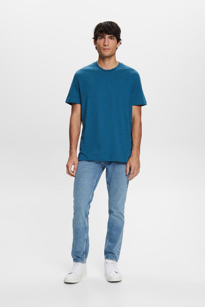 T-shirt à encolure ronde, 100 % coton, GREY BLUE, detail image number 1