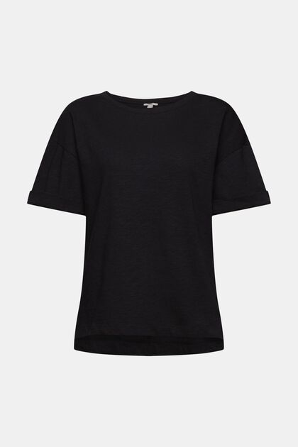 T-shirt à col ras du cou, BLACK, overview
