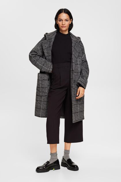 Manteau à capuche à teneur en laine