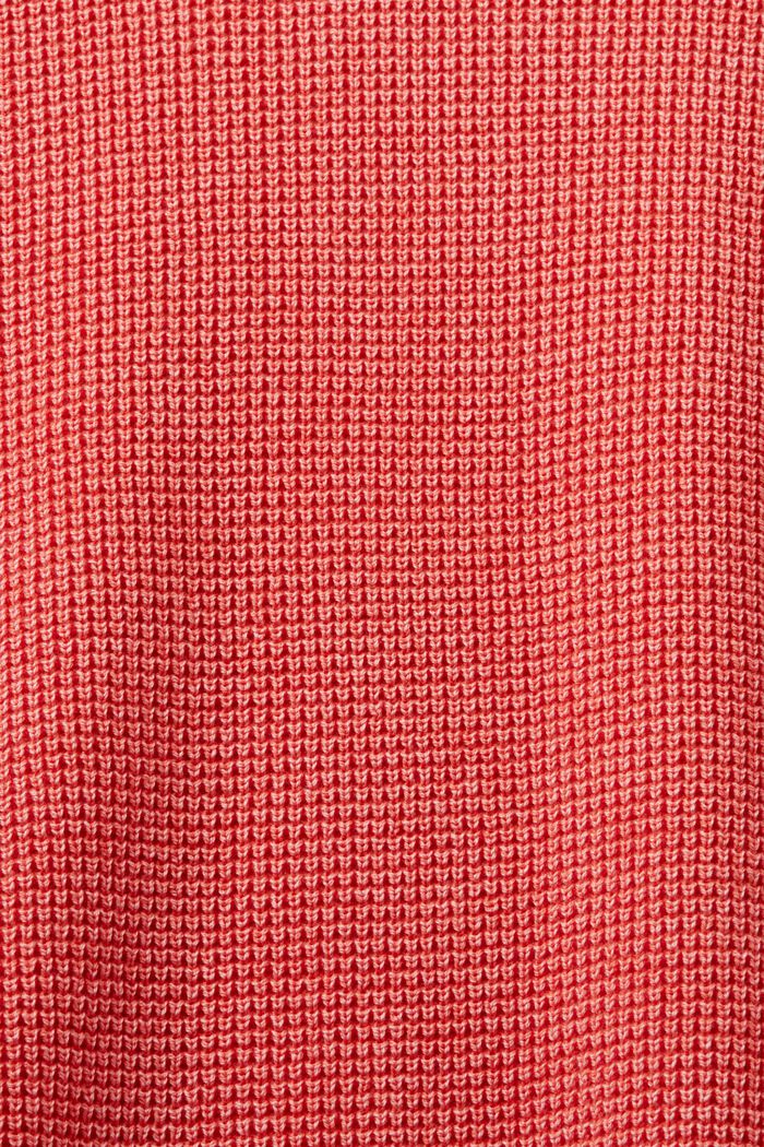 Pull basique col ras-du-cou, 100 % coton, CORAL RED, detail image number 4
