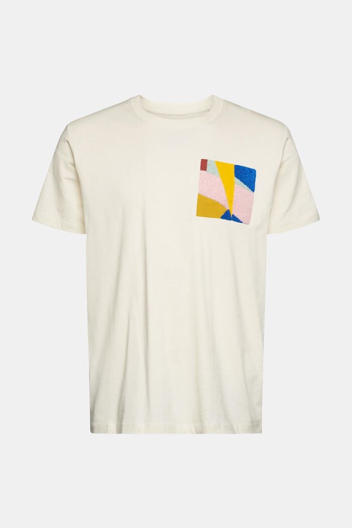Jersey-T-Shirt mit Applikation, CREAM BEIGE, detail image number 5