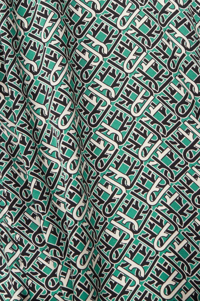 Satinbluse mit Allover-Muster, EMERALD GREEN, detail image number 1