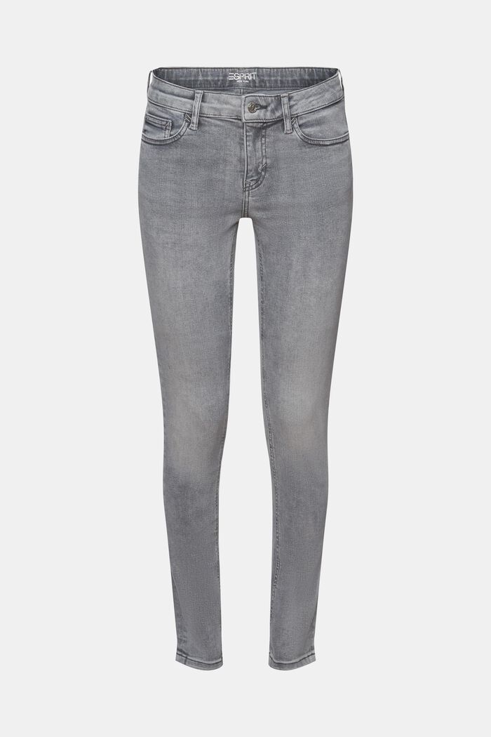 Enge Jeans mit mittelhohem Bund, GREY MEDIUM WASHED, detail image number 7