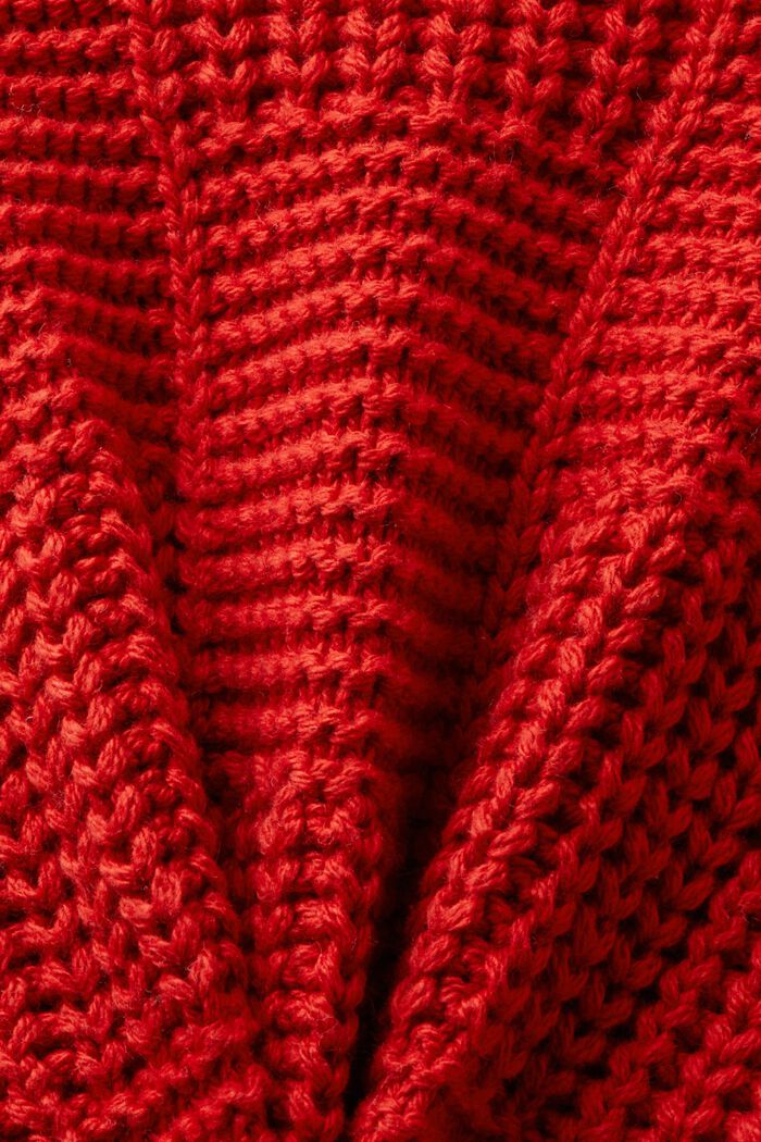 Grobstrick-Pullover mit Schalkragen, DARK RED, detail image number 5