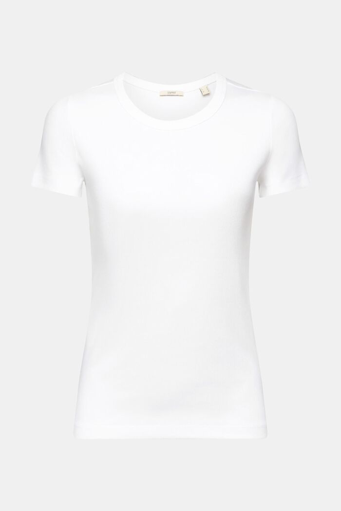 T-shirt à encolure ronde côtelée, WHITE, detail image number 6