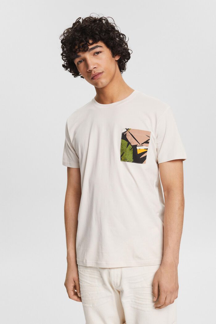 T-shirt agrémenté d´une poche à motif, LIGHT BEIGE, detail image number 0
