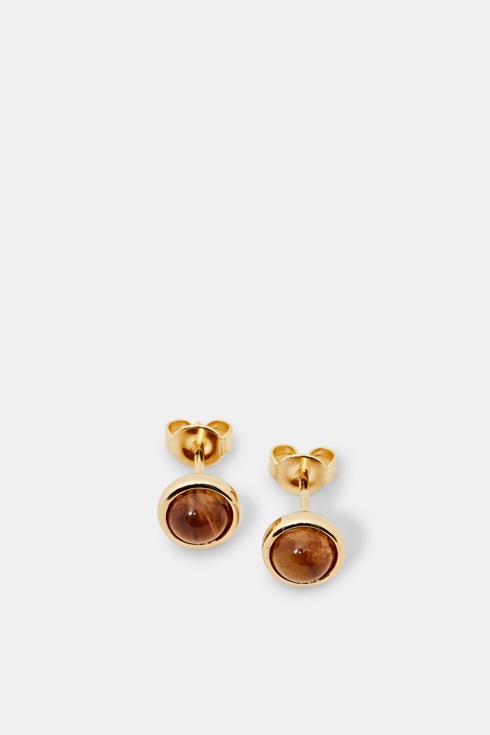 Clous d'oreilles ornés de gemmes, argent sterling, GOLD, detail image number 0